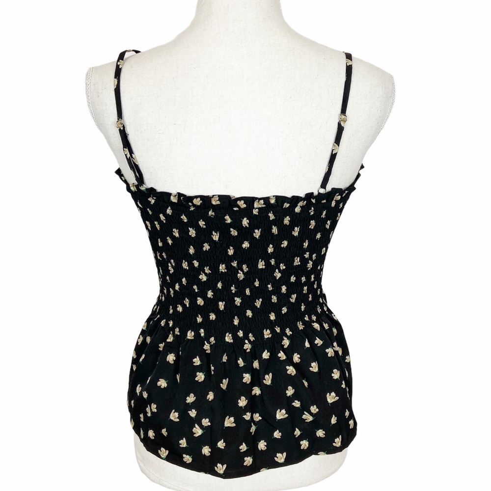 Etophe Studio Black Floral Top Straps Peplum Hem M - Picture 3 of 10